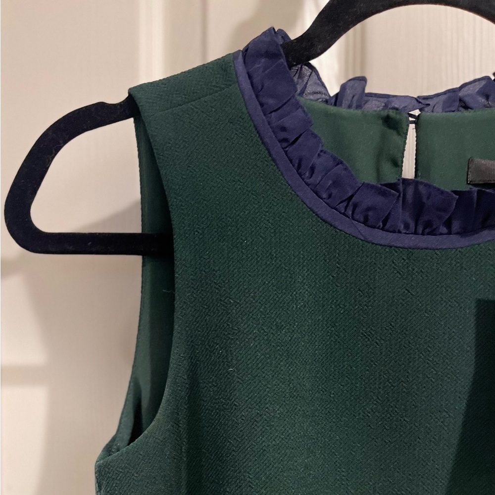 NWT JCrew Green Ruffled Collar neck